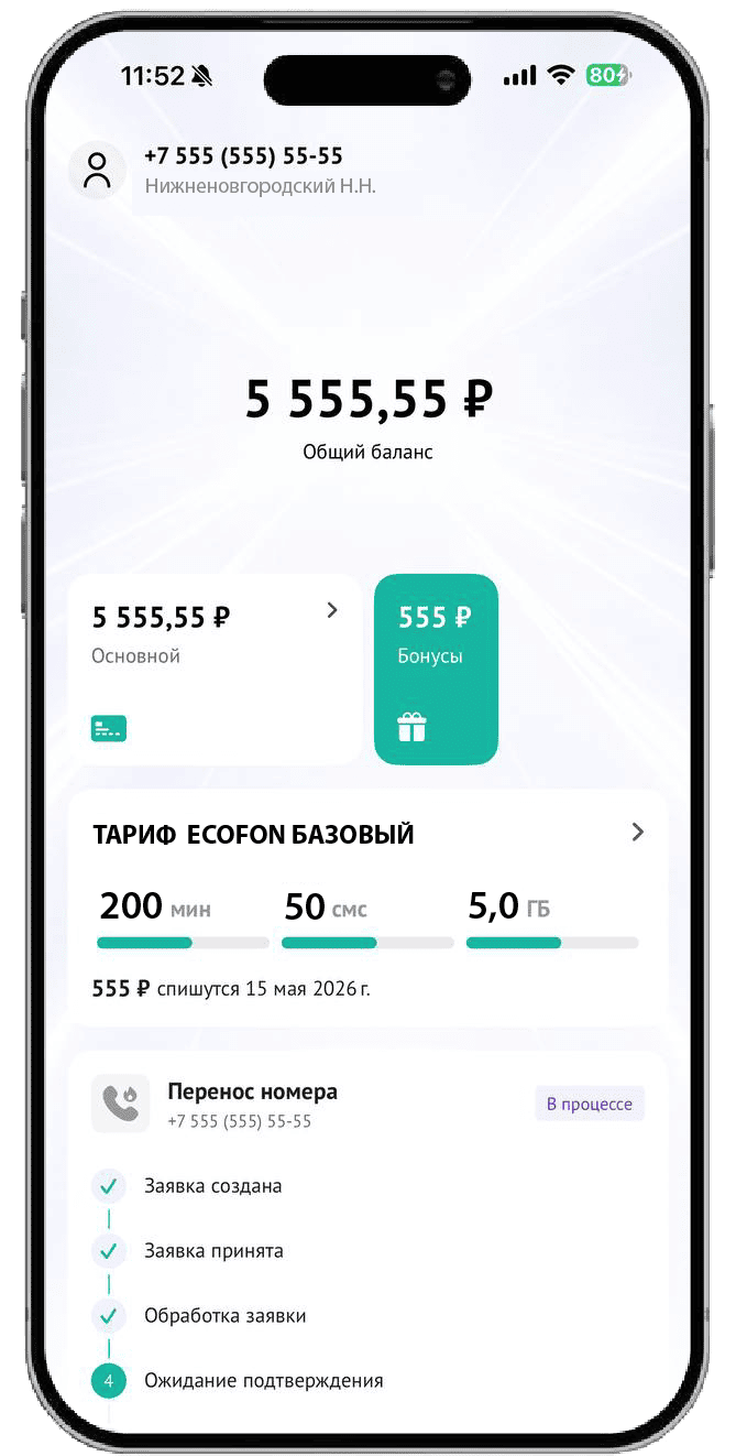 ECOFON – мобильная связь – личный кабинет